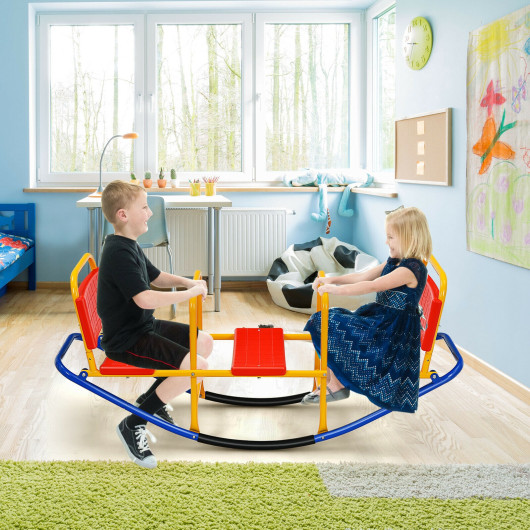 Outdoor Kids Seesaw Swivel Teeter for 3 to 8 Years Old-Red - Image 6