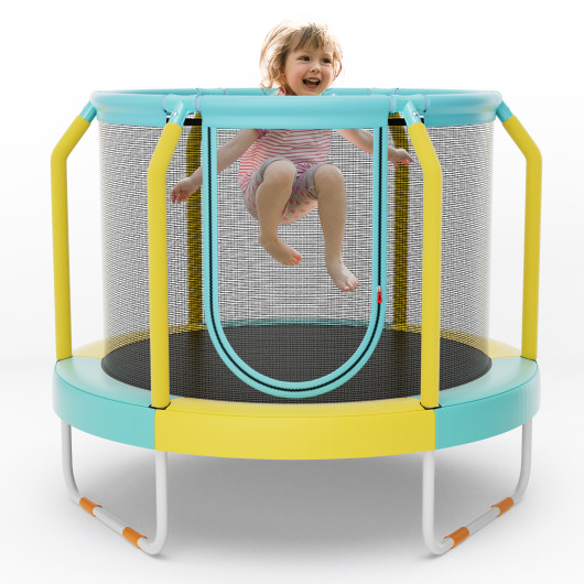 Mini Trampoline with Enclosure and Heavy-duty Metal Frame-Yellow - Image 5