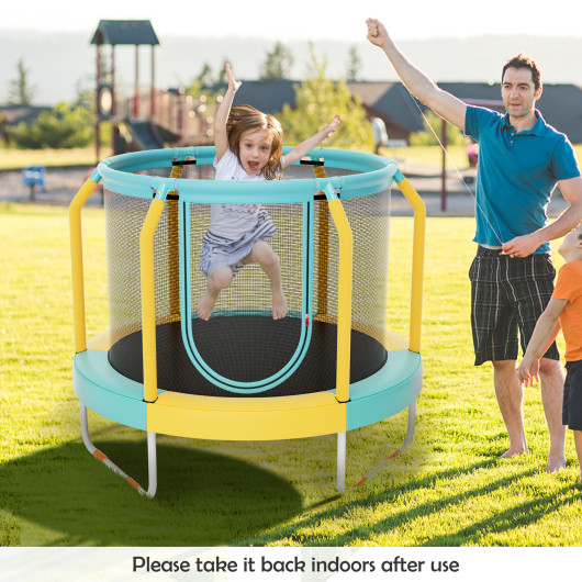 Mini Trampoline with Enclosure and Heavy-duty Metal Frame-Yellow - Image 6