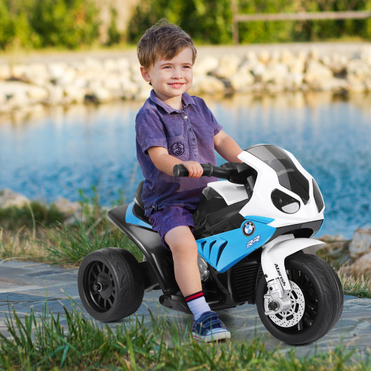6V Kids 3 Wheels Riding BMW Licensed Electric Motorcycle-Blue - Image 2