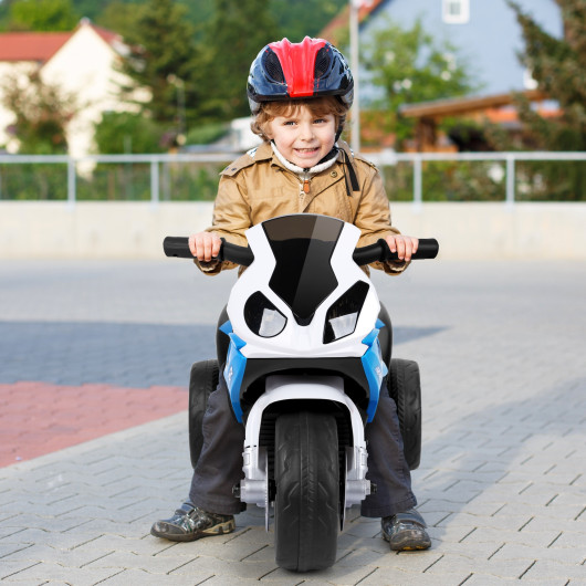 6V Kids 3 Wheels Riding BMW Licensed Electric Motorcycle-Blue - Image 3