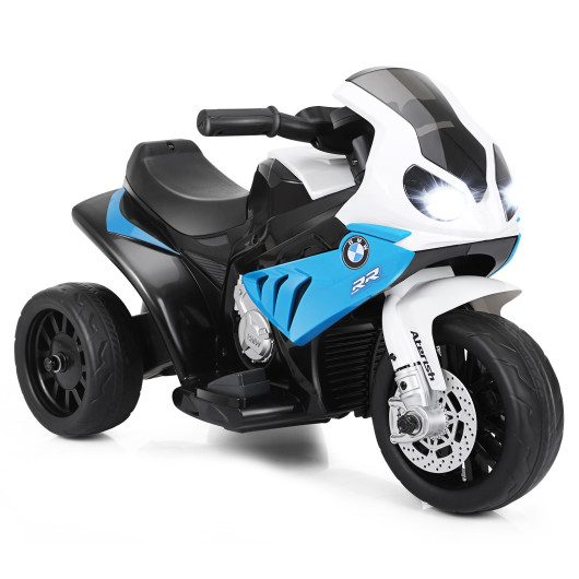 6V Kids 3 Wheels Riding BMW Licensed Electric Motorcycle-Blue - Image 4