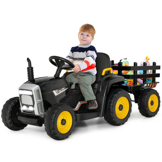 12V Ride on Tractor with 3-Gear-Shift Ground Loader for Kids 3+ Years Old-Black - Image 3
