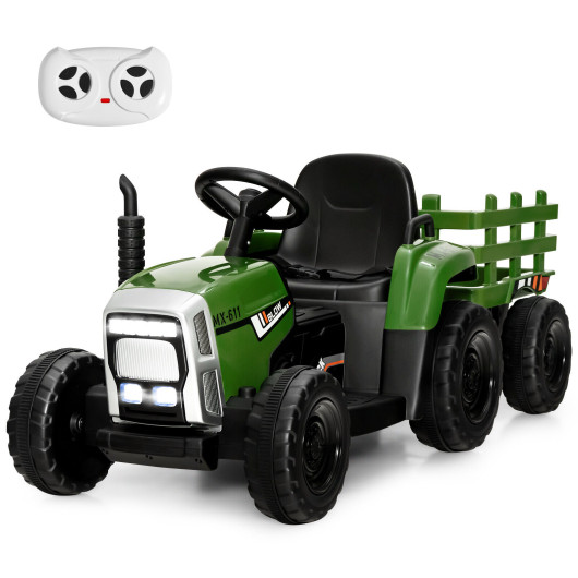 12V Ride on Tractor with 3-Gear-Shift Ground Loader for Kids 3+ Years Old-Dark Green - Image 3