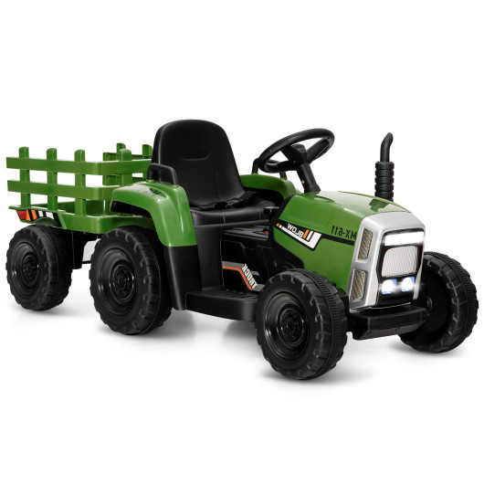 12V Ride on Tractor with 3-Gear-Shift Ground Loader for Kids 3+ Years Old-Dark Green - Image 5