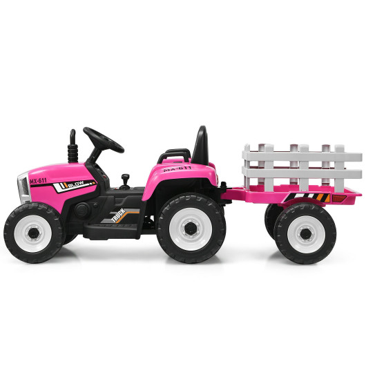 12V Ride on Tractor with 3-Gear-Shift Ground Loader for Kids 3+ Years Old-Pink - Image 5