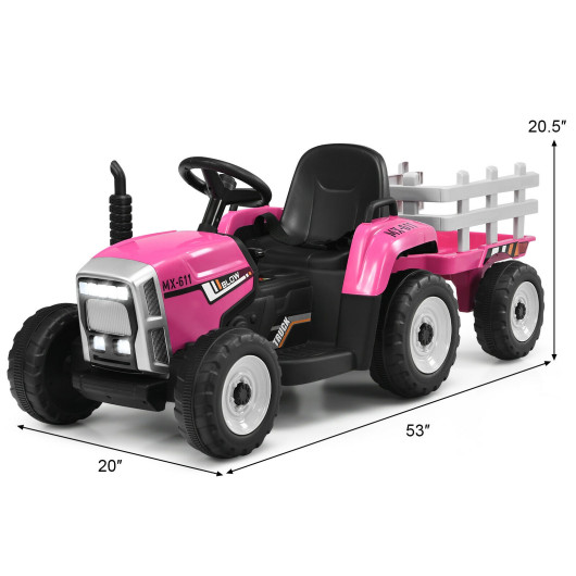 12V Ride on Tractor with 3-Gear-Shift Ground Loader for Kids 3+ Years Old-Pink - Image 6