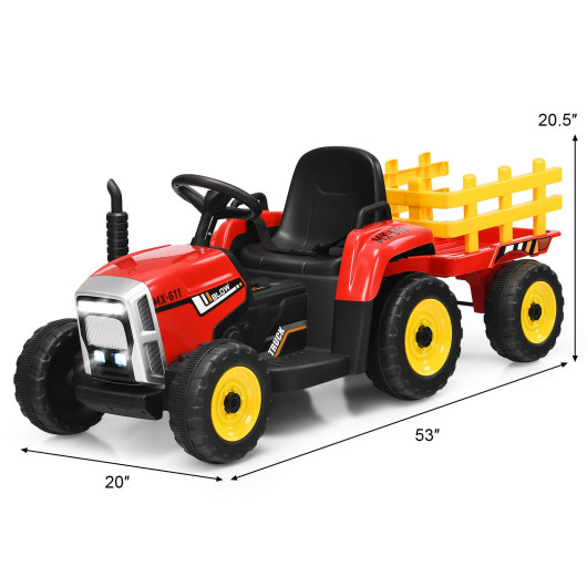 12V Ride on Tractor with 3-Gear-Shift Ground Loader for Kids 3+ Years Old-Red - Image 2