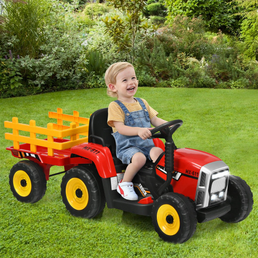 12V Ride on Tractor with 3-Gear-Shift Ground Loader for Kids 3+ Years Old-Red - Image 3