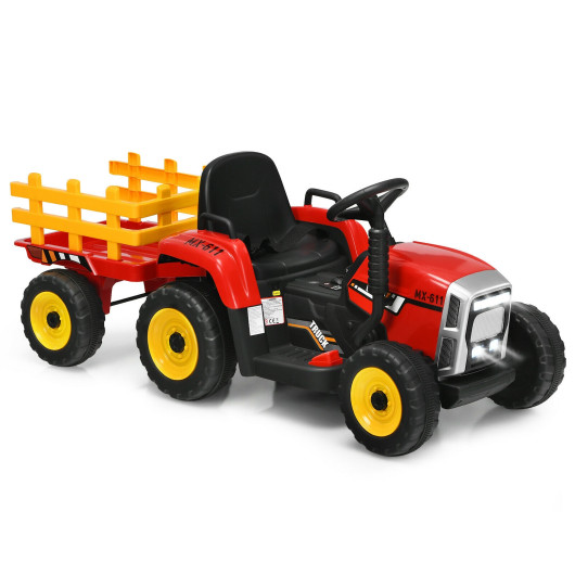 12V Ride on Tractor with 3-Gear-Shift Ground Loader for Kids 3+ Years Old-Red - Image 4