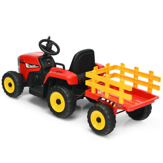 12V Ride on Tractor with 3-Gear-Shift Ground Loader for Kids 3+ Years Old-Red - Image 5
