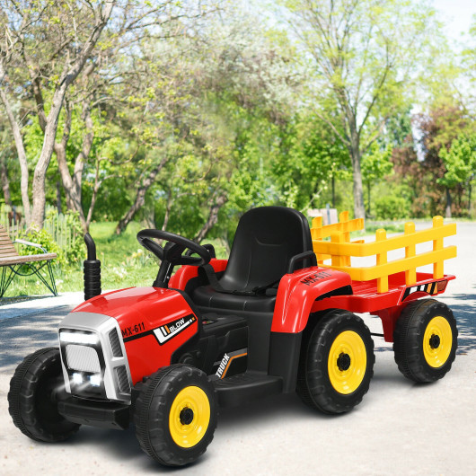 12V Ride on Tractor with 3-Gear-Shift Ground Loader for Kids 3+ Years Old-Red - Image 6