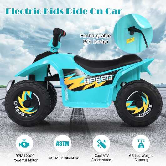 6V Kids Electric ATV 4 Wheels Ride-On Toy -Blue - Image 4