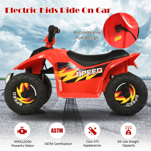 6V Kids Electric ATV 4 Wheels Ride-On Toy -Red - Image 4
