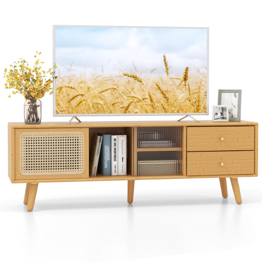 Bamboo TV Stand for TV up to 65 Inch-Natural - Image 3