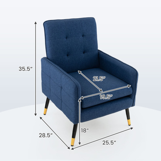 Linen Fabric Accent Chair with Removable Seat Cushion-Blue - Image 3