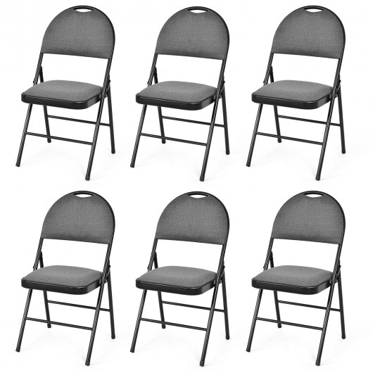 Set of 6 Folding Fabric Upholstered Metal Chairs - Image 4