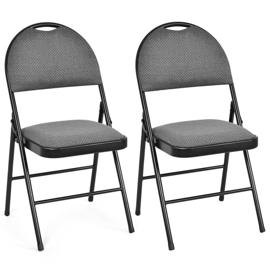 2-4 Pieces Padded Folding Office Chairs with Backrest-Set of 2 - Image 2