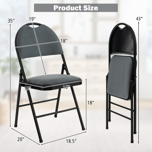 2-4 Pieces Padded Folding Office Chairs with Backrest-Set of 2 - Image 4