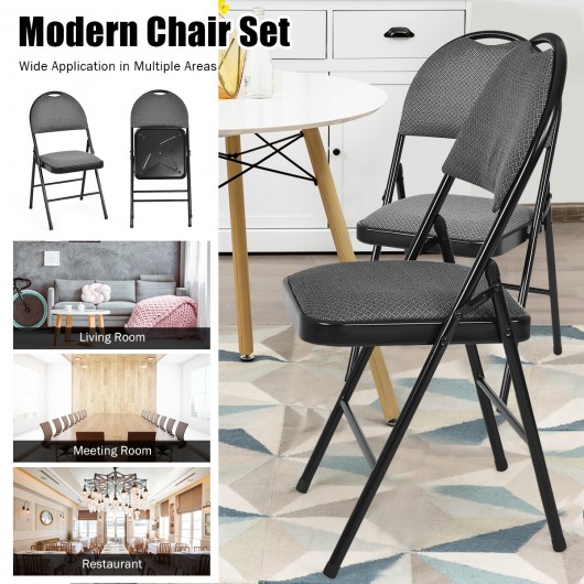 Set of 6 Folding Fabric Upholstered Metal Chairs - Image 3