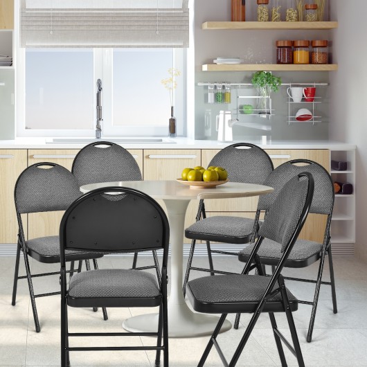Set of 6 Folding Fabric Upholstered Metal Chairs - Image 2