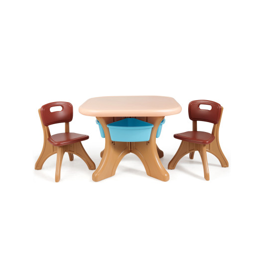 Children Kids Activity Table & Chair Set Play Furniture W-Storage-Coffee