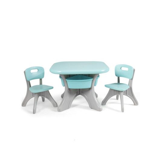 Children Kids Activity Table & Chair Set Play Furniture W-Storage-Blue