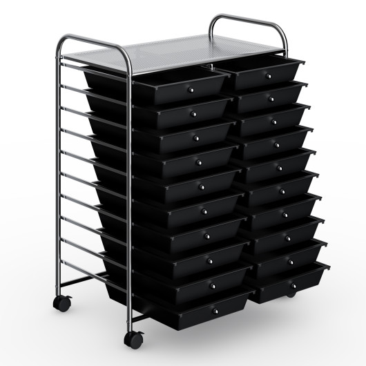 20 Drawers Storage Rolling Cart Studio Organizer-Black - Image 6