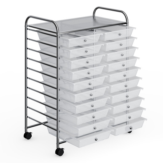 20 Drawers Storage Rolling Cart Studio Organizer-Transparent - Image 4