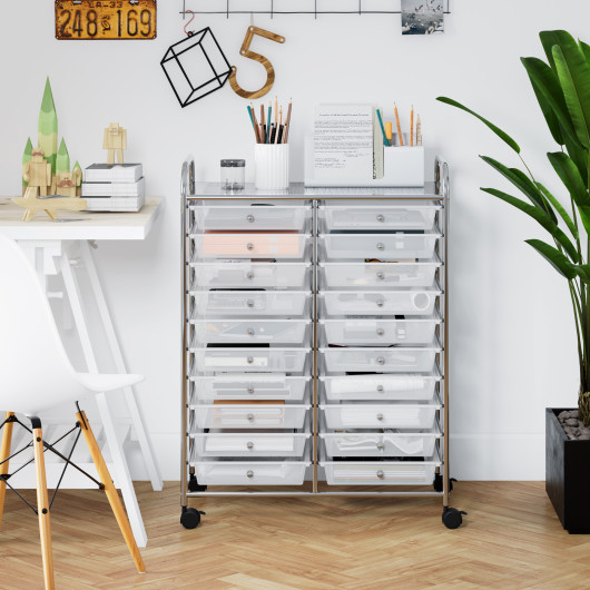 20 Drawers Storage Rolling Cart Studio Organizer-Transparent - Image 6