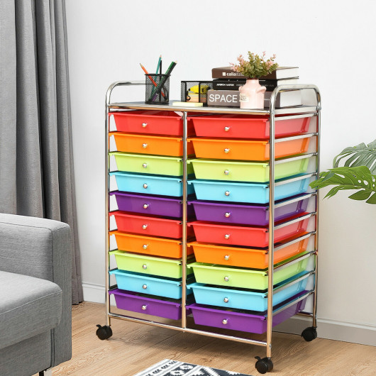 20 Drawers Storage Rolling Cart Studio Organizer-Multicolor - Image 3