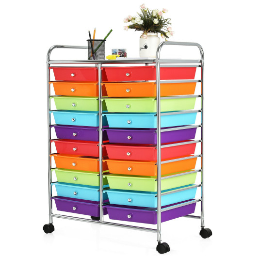 20 Drawers Storage Rolling Cart Studio Organizer-Multicolor - Image 5