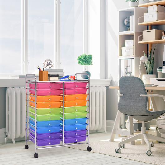 20 Drawers Storage Rolling Cart Studio Organizer-Multicolor - Image 5