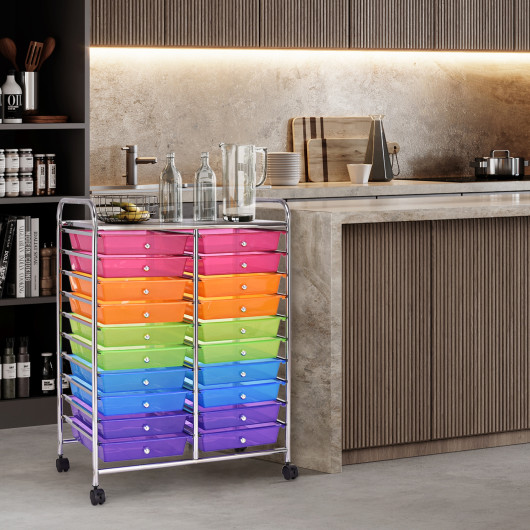 20 Drawers Storage Rolling Cart Studio Organizer-Multicolor - Image 2