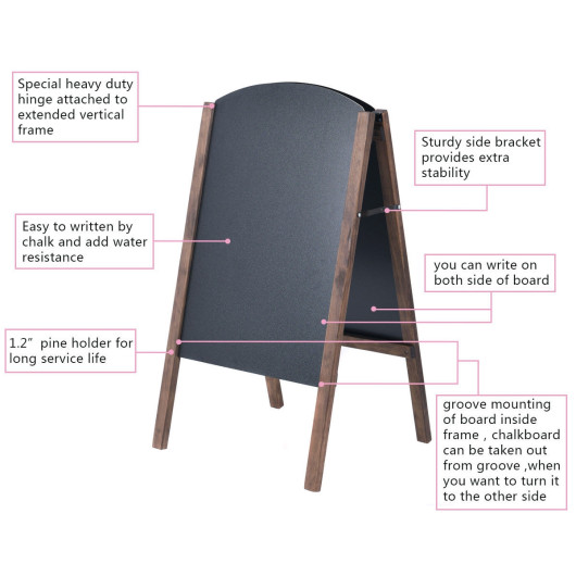 31.5 Inch Wood A-Frame Sidewalk Signage Chalkboard - Image 3