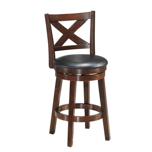 Swivel X-back Upholstered Counter Height Bar Stool with PVC Cushioned Seat-24 Inch - Image 5