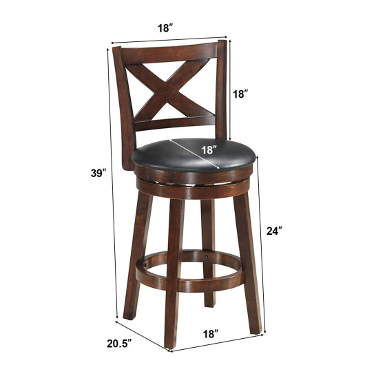 Swivel X-back Upholstered Counter Height Bar Stool with PVC Cushioned Seat-24 Inch - Image 6