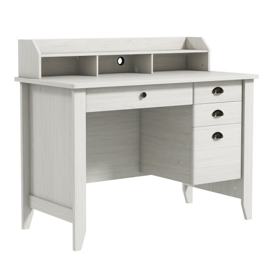 Vintage Computer Desk with Storage Shelves and 4 Drawers-White - Image 2