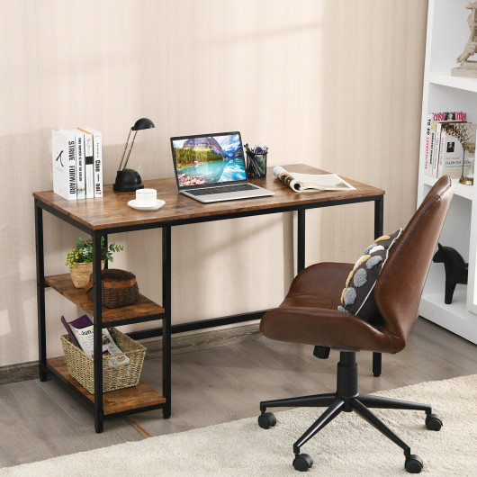 47"-55" Computer Desk Office Study Table Workstation Home with Adjustable Shelf Rustic Brown-M - Image 2