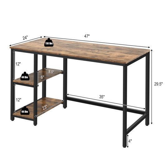 47"-55" Computer Desk Office Study Table Workstation Home with Adjustable Shelf Rustic Brown-M - Image 5
