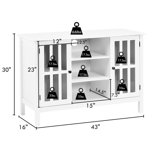 Wooden TV Stand Console Cabinet for 50 Inch TV-White - Image 3