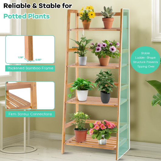 47.5 Inch 4-Tier Multifunctional Bamboo Bookcase Storage Stand Rack - Image 6