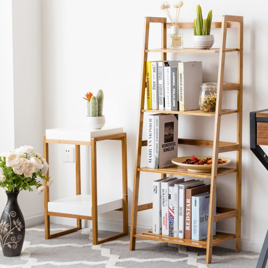 47.5 Inch 4-Tier Multifunctional Bamboo Bookcase Storage Stand Rack - Image 5