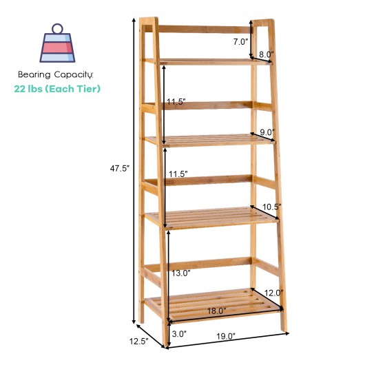 47.5 Inch 4-Tier Multifunctional Bamboo Bookcase Storage Stand Rack - Image 2