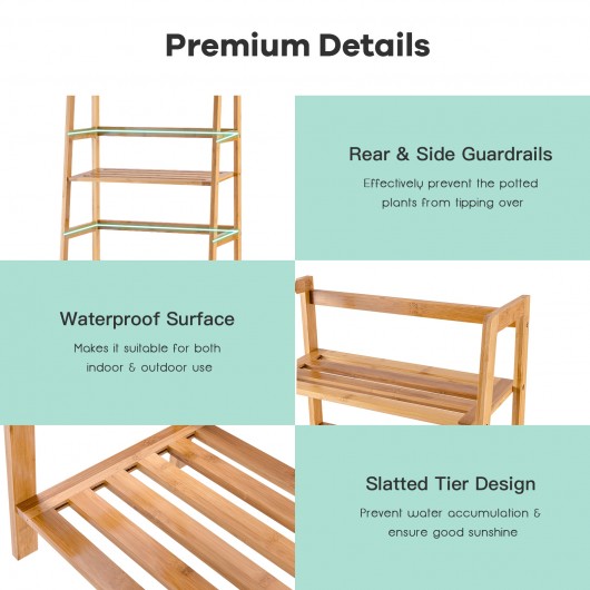 47.5 Inch 4-Tier Multifunctional Bamboo Bookcase Storage Stand Rack - Image 3