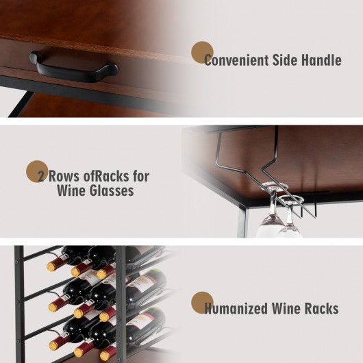 3 Tiers Storage Bar Serving Cart with Wine Rack - Image 5