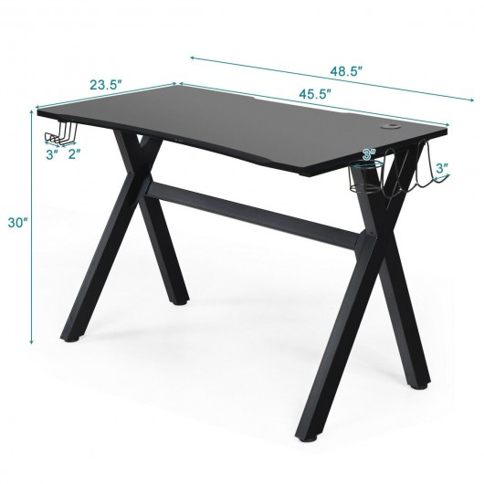 Ergonomic Gaming Desk with Mousepad and Cup Headphone Holder - Image 5