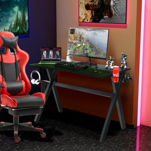 Ergonomic Gaming Desk with Mousepad and Cup Headphone Holder - Image 2