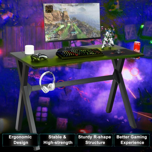 Ergonomic Gaming Desk with Mousepad and Cup Headphone Holder - Image 3