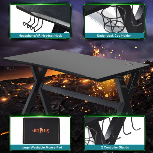 Ergonomic Gaming Desk with Mousepad and Cup Headphone Holder - Image 6